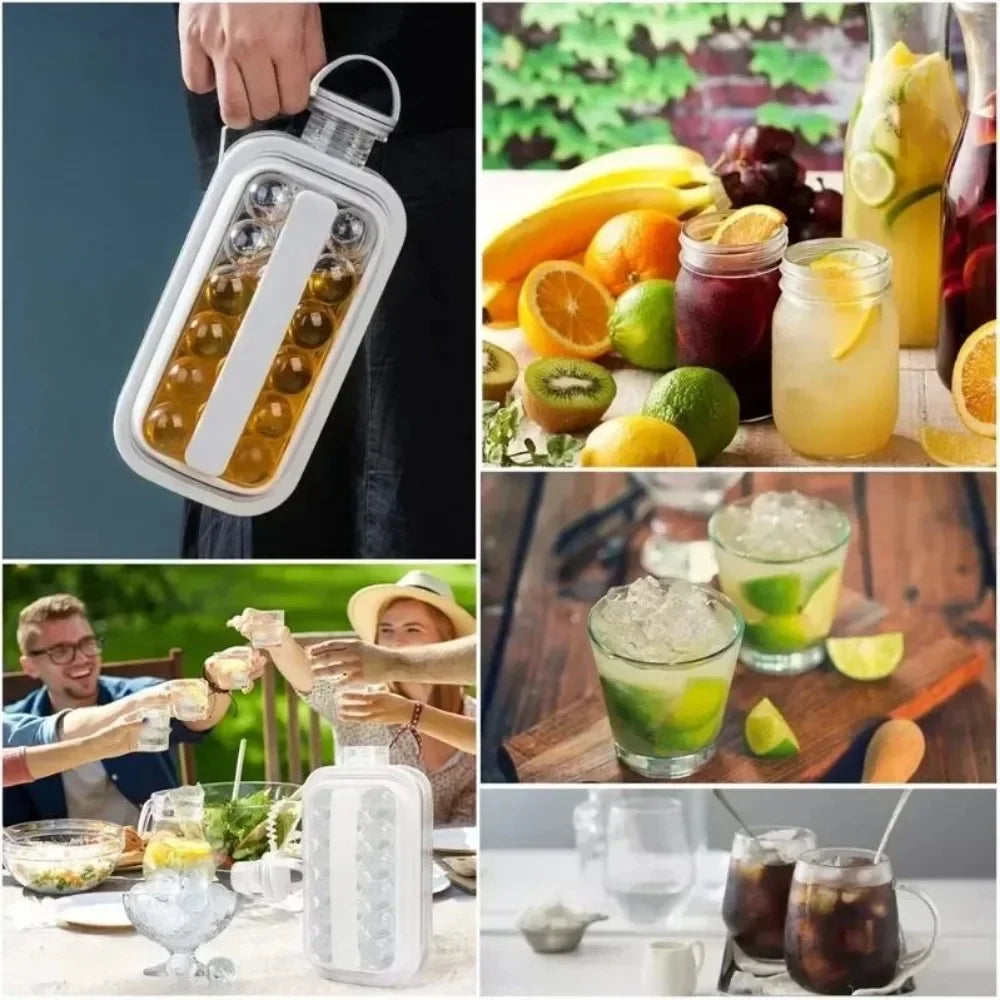 2 in 1 Portable Silicone Ice Ball Maker Kettle Creative Ice Cube Mold Kitchen Bar Gadgets Ice Hockey Lattice Making Tool Kettle